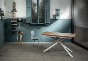 Tavolo rettangolare allungabile 90x140/190 Rovere con gambe incrociate bianche - Pulse