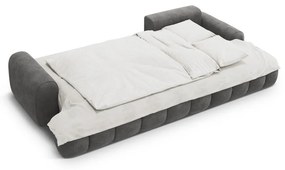 Divano angolare grigio allungabile/con contenitore (con penisola a destra/con chaise lounge) con rivestimento in velluto Linz – Cosmopolitan Design