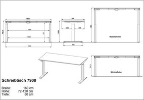 Scrivania regolabile elettricamente 80x160 cm Agenda - Germania