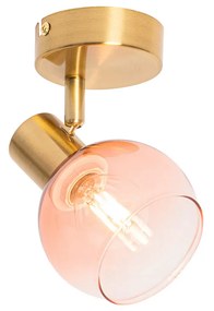 Spot Art Déco Oro con Vetro Rosa - Vidro