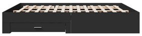 Giroletto con cassetti nero 200x200 cm in legno multistrato