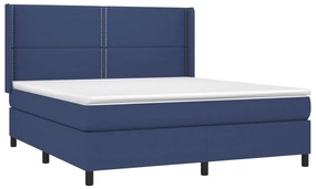 Letto a molle con materasso e led blu 160x200 cm in tessuto