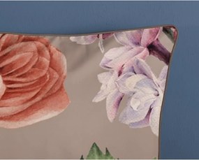 Set copripiumino e federa grigio/marrone in raso di cotone per letto matrimoniale ed esteso 240x220 cm Fiori – Descanso