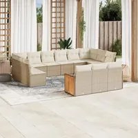 Set Divano da Giardino 13 pz con Cuscini Beige in Polyrattan 3260539