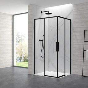 Kamalu - Box doccia 70x70cm angolare porte scorrevoli finitura nera | KLA1000N
