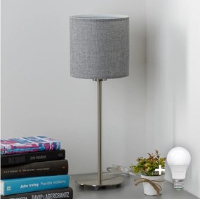 Eglo - Lampada da tavolo LED TUNJA 1xE27/60W/230V 38,5 cm cromo opaco/grigio