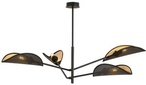 Lampadario 4 Luci Eridano In Acciao Nero E Oro Con Bracci Mobili