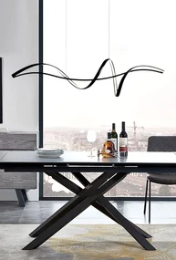Lampadario LED design Carola nero, luce naturale 1500 lumen, NOVECENTO