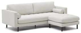 Kave Home - SofÃ  Debra a 3 posti con poggiapiedi in ciniglia perla e gambe con finitura wenguÃ© 222 cm