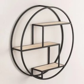 Scaffale Da Parete In Legno E Acciaio Kafren Black&natural - Sklum
