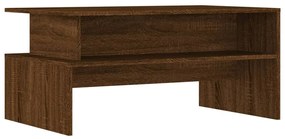 Tavolino salotto rovere marrone 90x55x42,5 cm legno multistrato