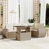 Set Divano da Giardino 6 pz con Cuscini Beige in Polyrattan 3268518