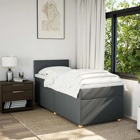 Letto a molle con materasso grigio scuro singolo in tessuto