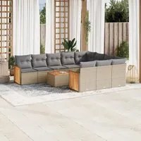 Set Divani da Giardino 11 pz con Cuscini Beige in Polyrattan 3228026