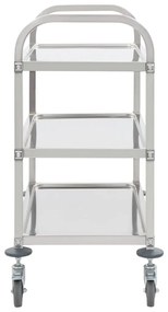 Carrello da cucina a 3 livelli 95x45x83,5 cm in acciaio inox