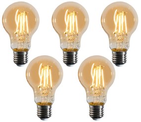 Set van 5 E27 dimbare LED lampen A60 goud 4W 420 lm 2200K