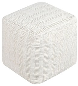 SIGRID - pouf in lana avorio con decoro 40 x 40