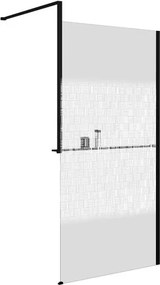 Box doccia walk-in Elidesign, vetro serigrafato 8 mm, L 120 cm x H 200 cm, profilo nero