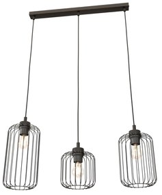 Sospensione Minimal Industrial Vander 3 Luci Lineari Nera