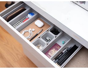 Set di 8 organizzatori per cassetti in plastica grigi - Addis