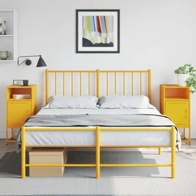 Comodini 2 Pz Giallo Senape 36x39x78 Cm İn Acciaio /