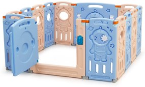 Costway Box pieghevole con 14 pannelli e chiusura di sicurezza, Recinto portatile per bambini con forma regolabile