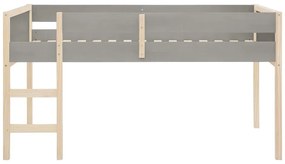 Letto a soppalco colore grigio-naturale in legno di pino per bambini 90x200 cm Square - Støraa