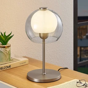 Lucande Kaiya lampada da tavolo con paralume in vetro