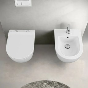 Set sanitari sospesi salvaspazio Rimless Serie Tokyo con copriwc rallentato
