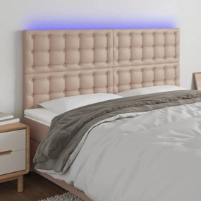 Testiera A Led Cappuccino 160x5x118/128 Cm İn Similpelle /