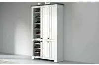 Scarpiera Dchristense, Porta scarpe salvaspazio a 6 ante, Armadio multifunzione da ingresso, 114x42h200 cm, Bianco e Ardesia