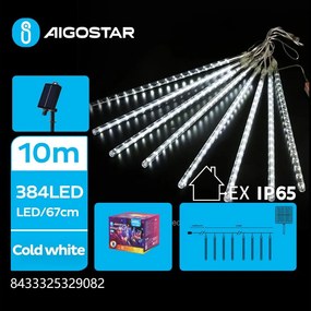 Aigostar - Catena solare a LED 384 LED/13 m IP65, bianco freddo
