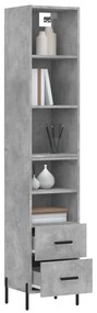 Credenza grigio cemento 34,5x34x180 cm in legno multistrato