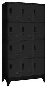Armadietto Con Serratura Nero 90x45x180 Cm İn Acciaio /