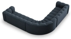 Divano angolare componibile blu con rivestimento in ciniglia Lupine – Micadoni