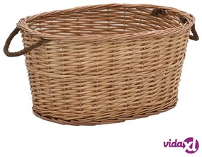 vidaXL Cesta per Legna con Maniglie 58x42x29cm Salice Naturale