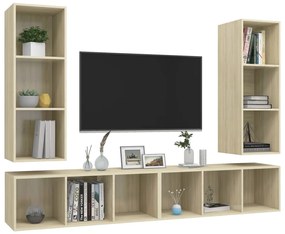 Mobile tv a parete 4 pz rovere sonoma in truciolato