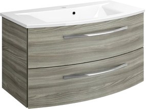 Mobile bagno sospeso con lavabo L 90 x H 48 x P 48 cm grigio sangallo 2 cassetti per vasca centrale Imagine
