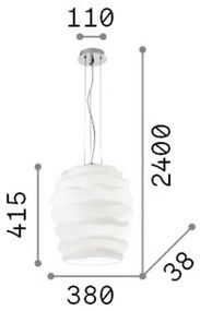 Sospensione Contemporanea Karma Vetro Bianco 1 Luce E27 Big