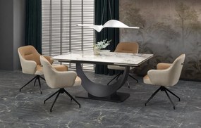 Tavolo allungabile Fernando effetto marmo bianco/nero L160-240 cm