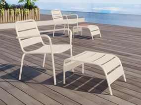 Poltrona bassa da giardino impilabile + Poggiapiedi Metallo Beige - MIRMANDE di MYLIA