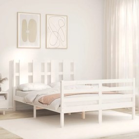 Giroletto con testiera bianco 140x200 cm in legno massello