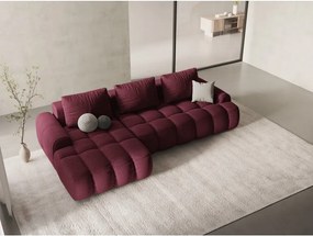 Divano angolare burgundy allungabile/con contenitore (con penisola a sinistra/con chaise lounge) Linz – Cosmopolitan Design