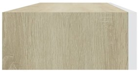 Scaffale da parete con cassetto bianco rovere 60x23,5x10 cm mdf