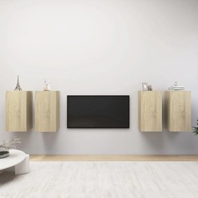 Mobili Tv 4 Pz Rovere Sonoma 30,5x30x60 Cm İn Legno Multistrato /