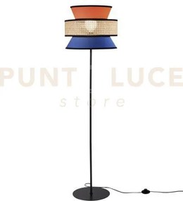 Piantana gazebo aranzione blu rattan naturale 1 luce attacco e27 d4...