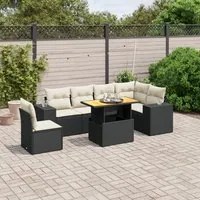 Set Divani da Giardino con Cuscini 7pz Nero Polyrattan 3272659