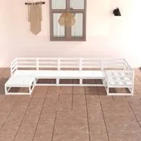 Set Divani da Giardino 7 pz Bianchi in Legno Massello di Pino 3075695