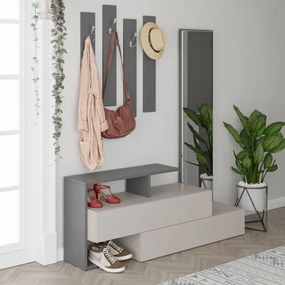 Mobile ingresso Ramda tortora antracite con scarpiera e specchio