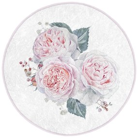 Tappeto rotondo lavabile bianco e rosa adatto ai robot aspirapolvere ø 80 cm Comfort - Mila Home